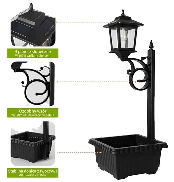 Bloomlamp™ Donica Z Lampionem Solarnym