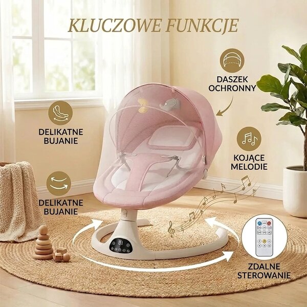 Elektryczny Leżaczek Dla Niemowląt Z Pilotem Rockybaby™, Szary