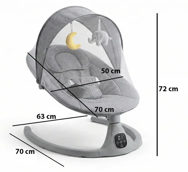 Elektryczny Leżaczek Dla Niemowląt Z Pilotem Rockybaby™, Szary