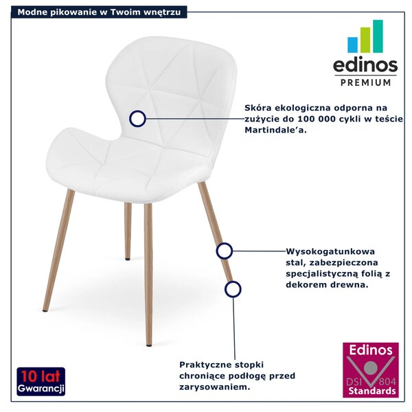 Białe designerskie krzesło z ekoskóry R6-P49