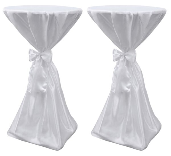 Obrus biały ze wstążką, 60 cm, 2 sztuki