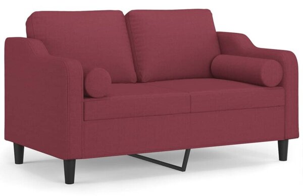 Sofa 2-osobowa z poduszkami, winna czerwieÅ, 120 cm, tkanina