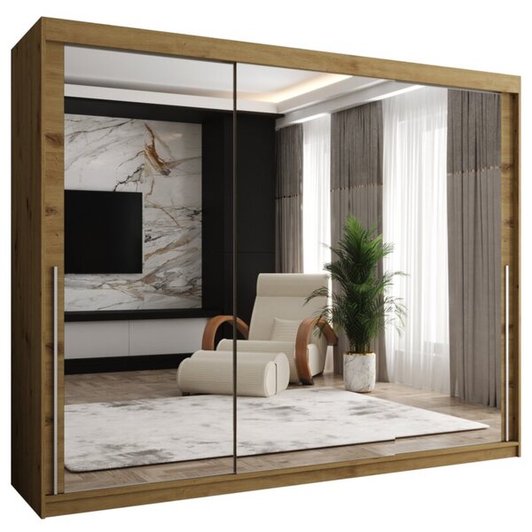 Szafa przesuwna z lustrem Garderoba SIMA T3 250 artisan + u. srebrny