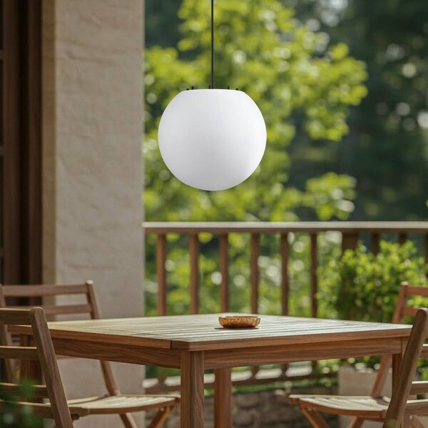 Lampa wisząca zewnętrzna Lindby Alea, biała, tworzywo sztuczne, Ø 38 cm Alea Lindby, możliwość ściemniania, biały / opal, tworzywo sztuczne, nowoczesny