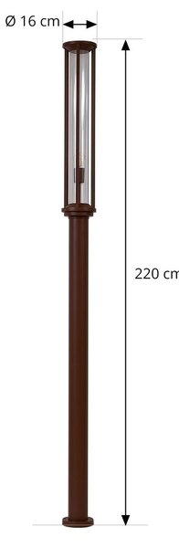 Lucande lampa zewnętrzna Alivaro, kolor rdzy, 220 cm, E27, IP65 Alivaro Lucande, możliwość ściemniania, brązowy / rdzawy, aluminium, nowoczesny
