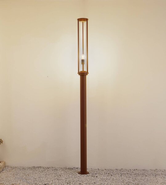 Lucande lampa zewnętrzna Alivaro, kolor rdzy, 220 cm, E27, IP65 Alivaro Lucande, możliwość ściemniania, brązowy / rdzawy, aluminium, nowoczesny