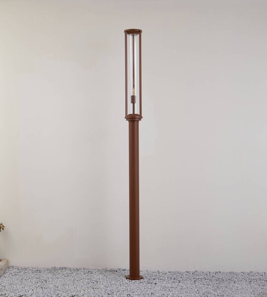 Lucande lampa zewnętrzna Alivaro, kolor rdzy, 220 cm, E27, IP65 Alivaro Lucande, możliwość ściemniania, brązowy / rdzawy, aluminium, nowoczesny