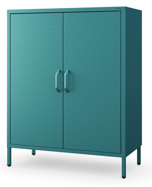 Szafka metalowa niska na nóżkach z półkami morska, 800x1015x400 mm: VITO Modern