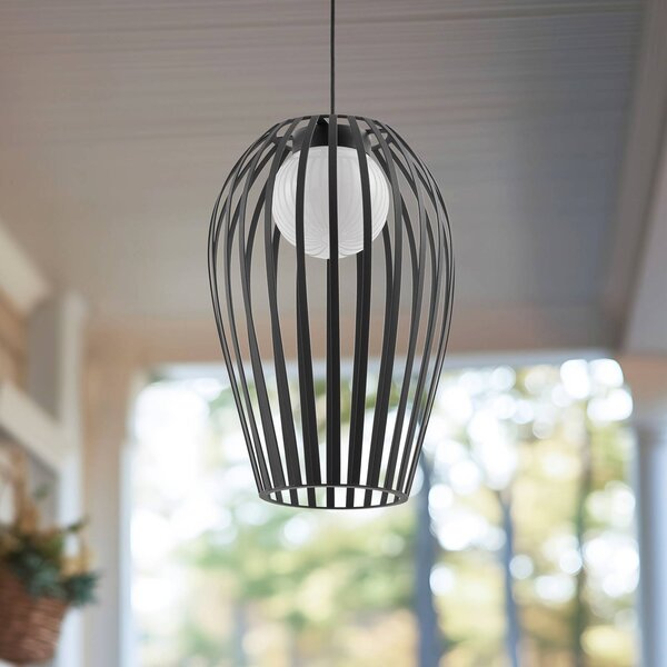 Lampa wisząca zewnętrzna Lucande Marrin, czarna, metalowa, Ø 31 cm Marrin Lucande, możliwość ściemniania, czarny, salon / jadalnia, metal, nowoczesny