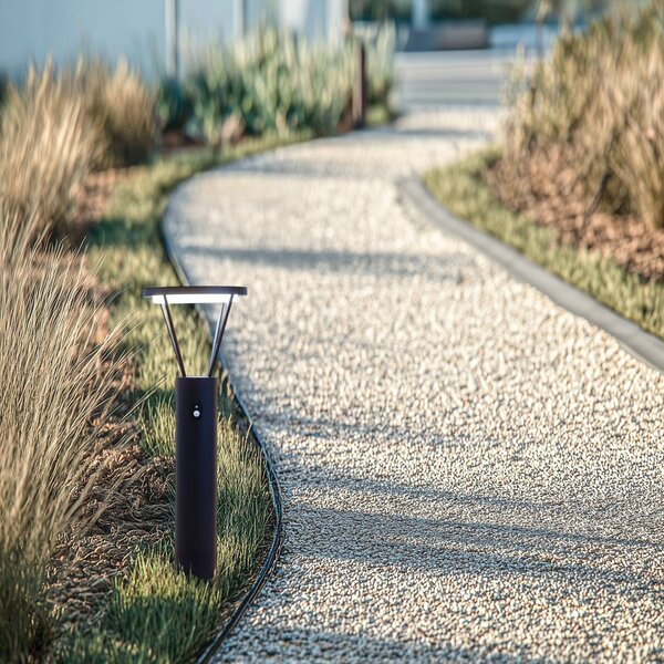 Lucande LED lampa solarna Elario, 80 cm, CCT, czujnik Elario, czarny, aluminium, nowoczesny