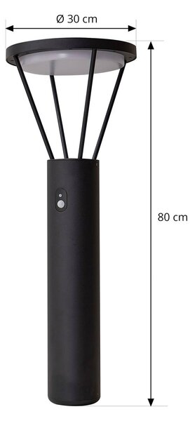 Lucande LED lampa solarna Elario, 80 cm, CCT, czujnik Elario, czarny, aluminium, nowoczesny