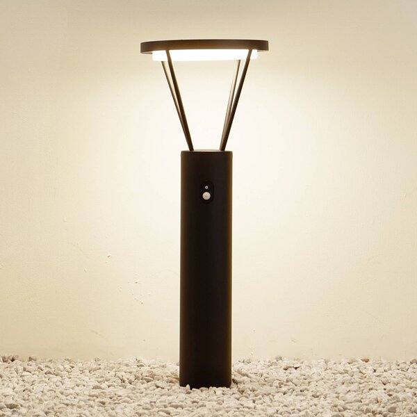 Lucande LED lampa solarna Elario, 80 cm, CCT, czujnik Elario, czarny, aluminium, nowoczesny