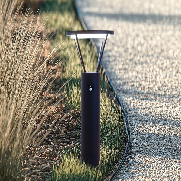 Lucande LED lampa solarna Elario, 80 cm, CCT, czujnik Elario, czarny, aluminium, nowoczesny