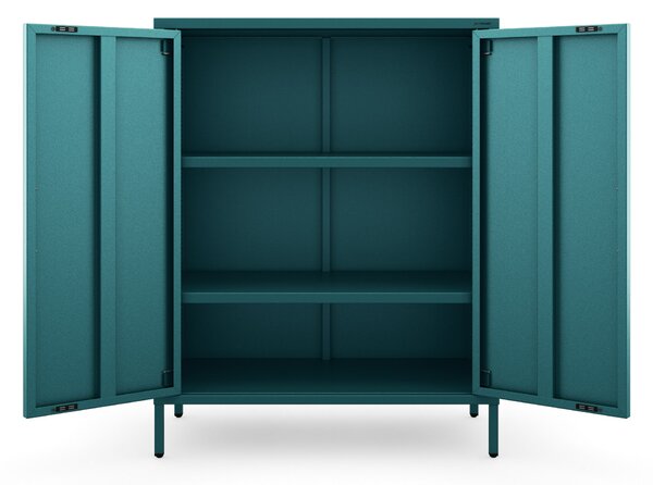 Szafka metalowa niska na nóżkach z półkami morska, 800x1015x400 mm: VITO Modern