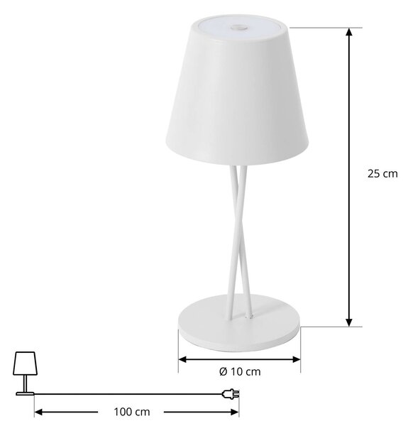 Akumulatorowa lampa stołowa LED Lindby Janea CROSS, biały, metal Lindby, możliwość ściemniania, biały / opal, metal, nowoczesny