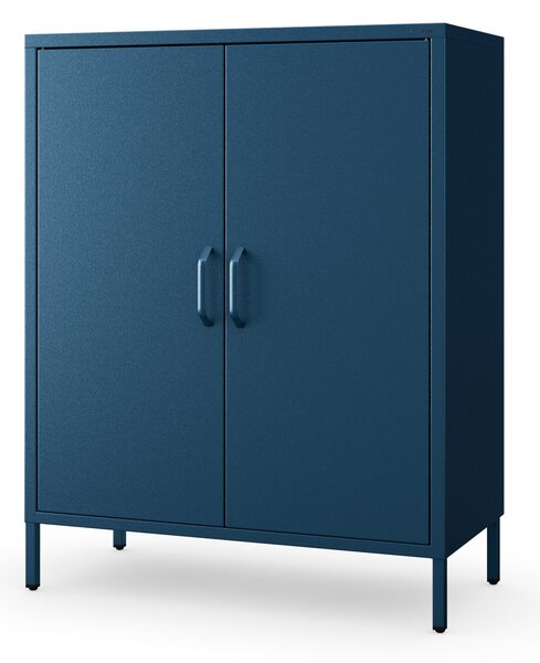 Szafka metalowa niska na nóżkach z półkami granatowa, 800x1015x400 mm: VITO Modern