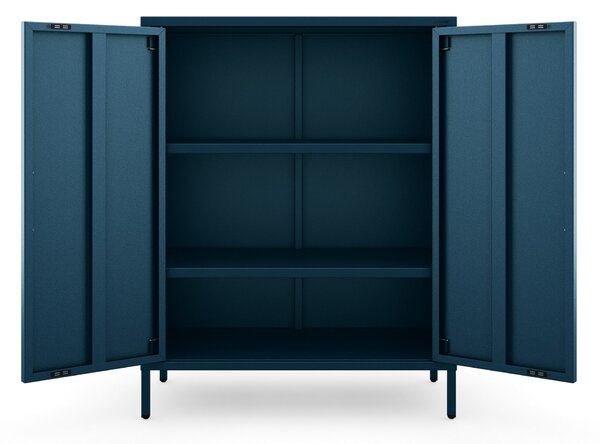 Szafka metalowa niska na nóżkach z półkami granatowa, 800x1015x400 mm: VITO Modern