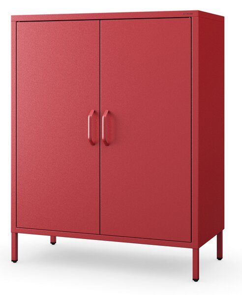 Szafka metalowa niska na nóżkach z półkami czerwona, 800x1015x400 mm: VITO Modern