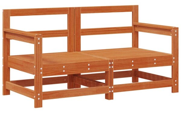 Sofa narożna do ogrodu lite drewno sosnowe woskowy brąz