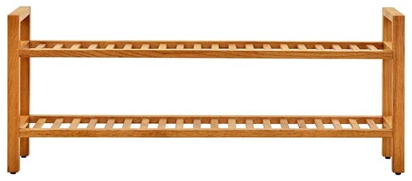 Stojak na buty z 2 półkami, 100x27x40 cm, lite drewno dębowe
