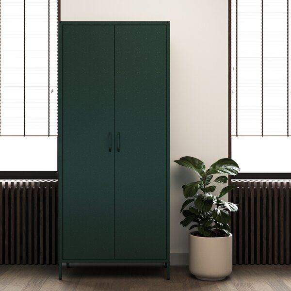 Szafa na ubrania metalowa loftowa na nóżkach butelkowa zieleń, 800x1850x450 mm: FLAVIO Modern