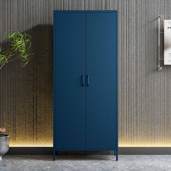 Szafa na ubrania metalowa loftowa na nóżkach granatowa, 800x1850x450 mm: FLAVIO Modern