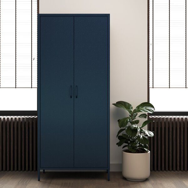 Szafa na ubrania metalowa loftowa na nóżkach granatowa, 800x1850x450 mm: FLAVIO Modern