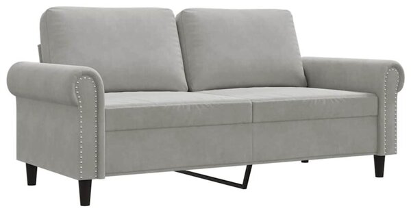 Sofa 2-osobowa, jasnoszara, 140 cm, tapicerowana aksamitem