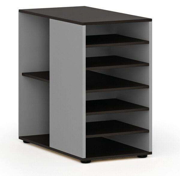 Dostawna szafka półkowa do biurka PRIMO GRAY, lewa, szara/wenge