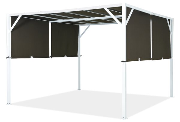 Metalowa pergola tarasowa Santorini 3 x 3 m biało-brązowa Garden Point