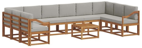 Modularny zestaw sof ogrodowych z litego drewna akacjowego w naturalnym kolorze