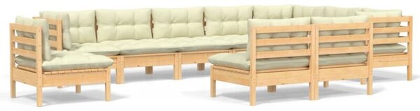 Zestaw Mebli Ogrodowych Komplet Wypoczynkowy Z Poduszkami 10-Częściowy Drewno Na Taras Balkon Ogród