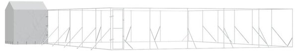 Kojec dla psa z dachem, srebrny, 12x12x2,5 m stal galwanizowana