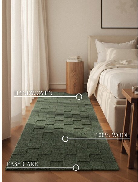Ciemnozielony wełniany chodnik tkany ręcznie 80x200 cm Scala – Villeroy&Boch