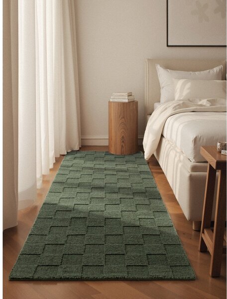 Ciemnozielony wełniany chodnik tkany ręcznie 80x200 cm Scala – Villeroy&Boch