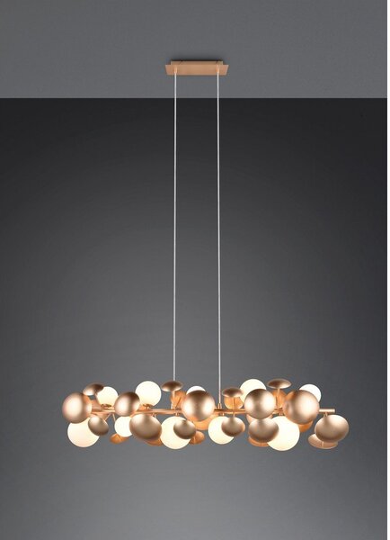 Lampa wisząca w biało-złotym kolorze ze szklanym kloszem Bubble – Trio Select