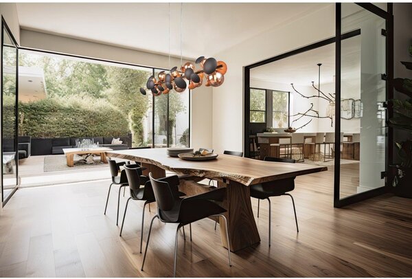 Lampa wisząca w szaro-złotym kolorze ze szklanym kloszem Bubble – Trio Select