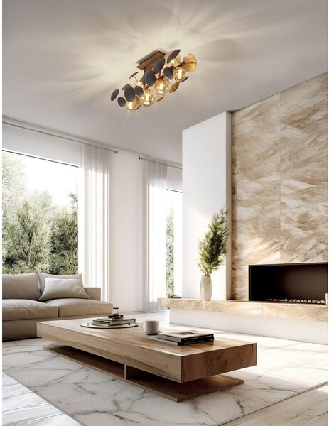 Lampa sufitowa w szaro-złotym kolorze ze szklanym kloszem 76x22 cm Bubble – Trio Select