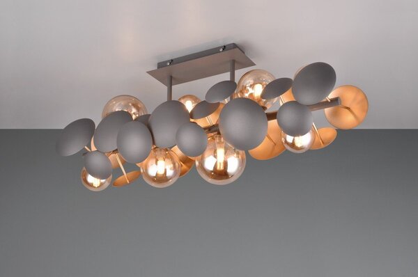 Lampa sufitowa w szaro-złotym kolorze ze szklanym kloszem 76x22 cm Bubble – Trio Select