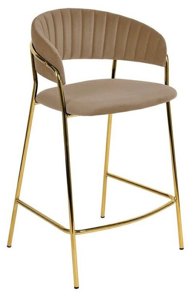 Barowe krzesło Margo do nowoczesnych wnętrz khaki beżowe - beżowy || złoty