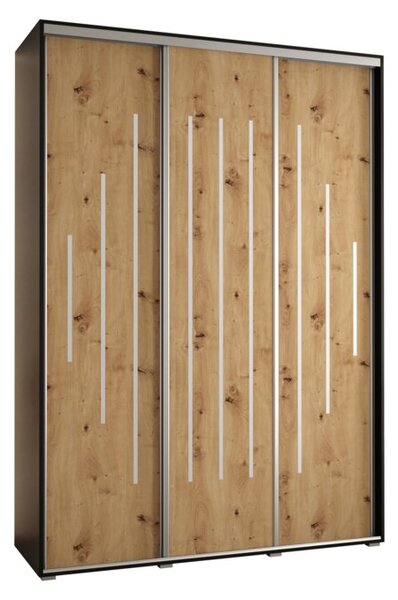 Szafa przesuwna wysoka Davos 12 180, gł. 60 cm czarny + artisan + srebrny