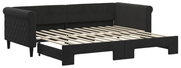 Sofa rozsuwana, czarna, 90x200 cm, aksamit