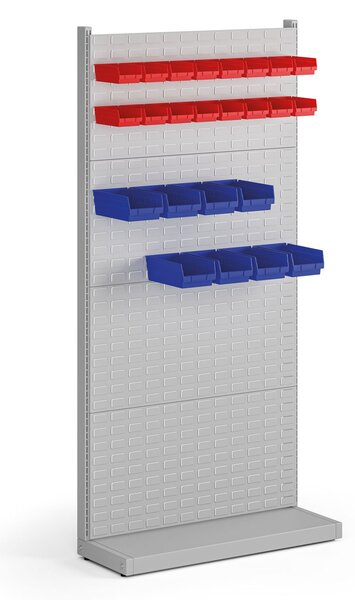 Perforowany stojak, jednostronny, 4x panel na pojemniki, 960 x 385 x 1964 mm