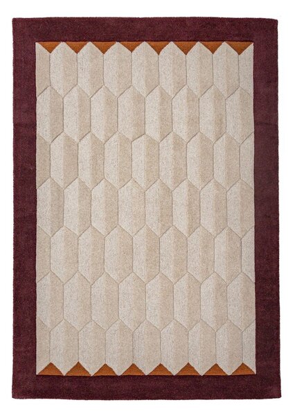 Bordowy/w naturalnym kolorze wełniany dywan tkany ręcznie 200x290 cm Apex Border Wool – Flair Rugs