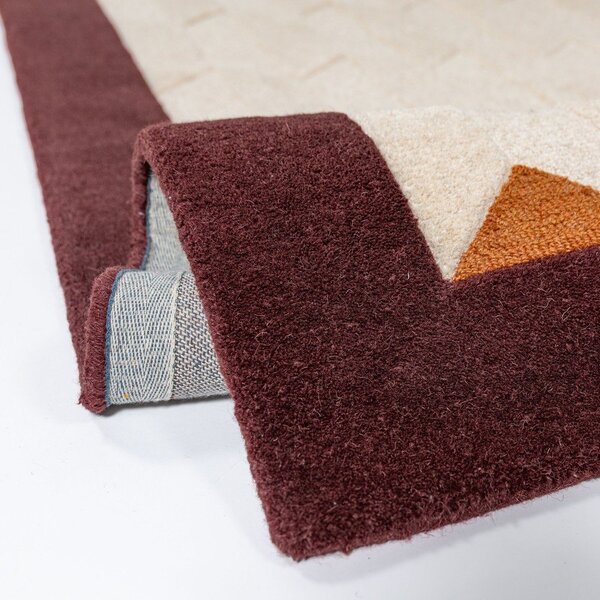 Bordowy/w naturalnym kolorze wełniany dywan tkany ręcznie 200x290 cm Apex Border Wool – Flair Rugs