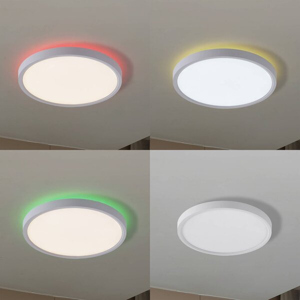 Inteligentna lampa sufitowa Deika Lindby, możliwość ściemniania, biały / opal, salon / jadalnia, tworzywo sztuczne, nowoczesny