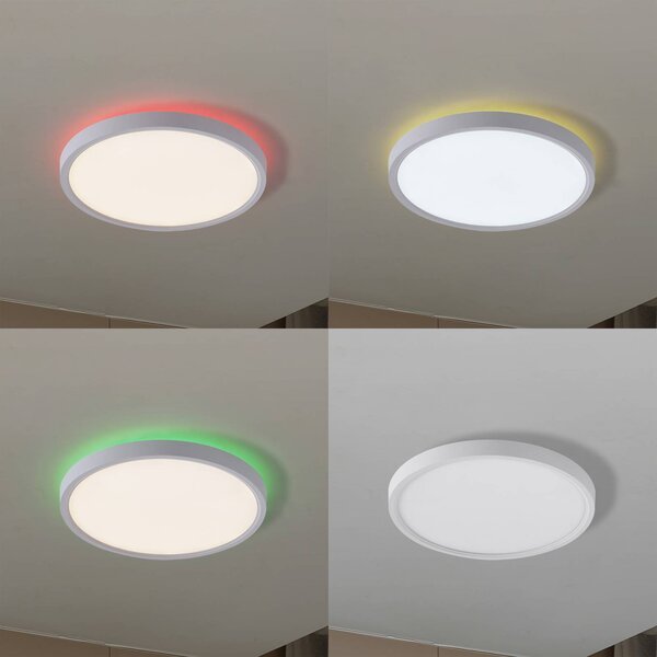 Inteligentna lampa sufitowa Deika Lindby, możliwość ściemniania, biały / opal, salon / jadalnia, tworzywo sztuczne, nowoczesny