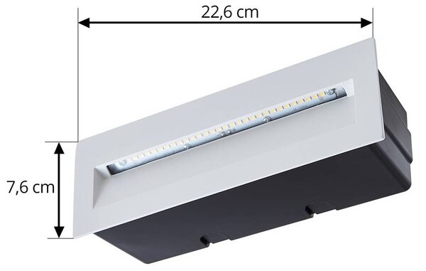 Wpuszczana oprawa ścienna LED Lucande Loya, 23 x 8 cm, biała, IP54 Loya, biały / opal, aluminium, nowoczesny
