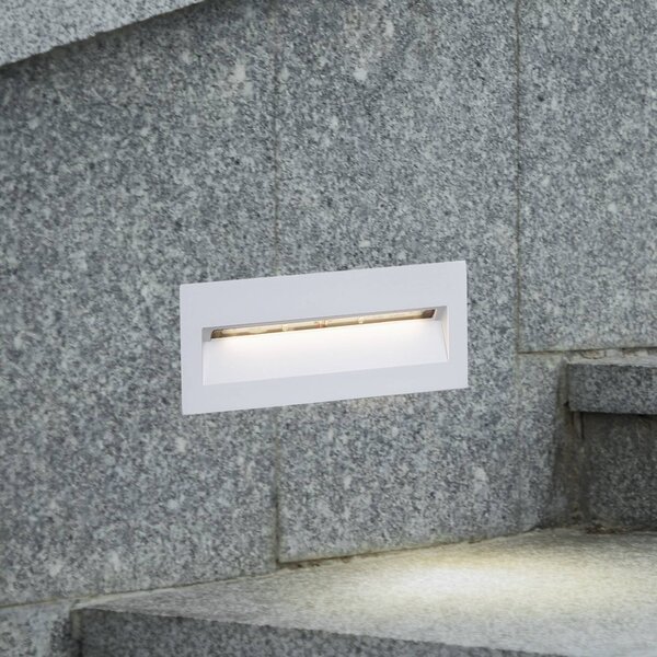 Wpuszczana oprawa ścienna LED Lucande Loya, 23 x 8 cm, biała, IP54 Loya, biały / opal, aluminium, nowoczesny