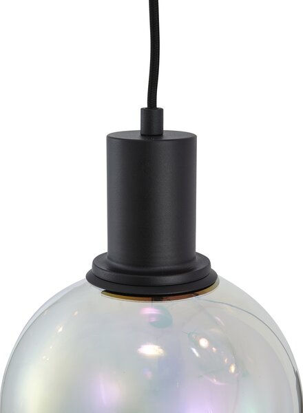 Designerska lampa wisząca czarna z tęczowym szkłem okrągła 3-punktowa - Mallon